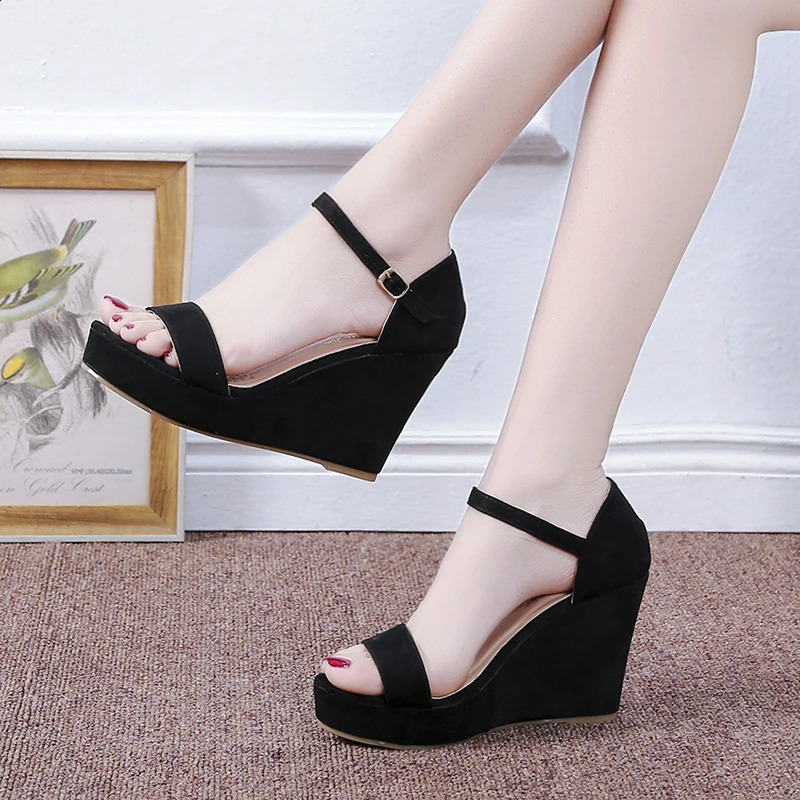 Womens Shoe Platform Sandals Womens Peep Toe High Wedge High Heel Bracelet Sandalia Espadrillles Womens Sandals 250408