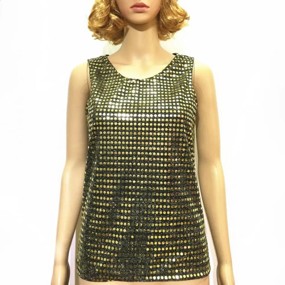 Stretch Performance Vest Dance Vest Sequin Shiny Sequin Patch Dance Vest for Men Women Attractive Stage Performance for Dancing 250407