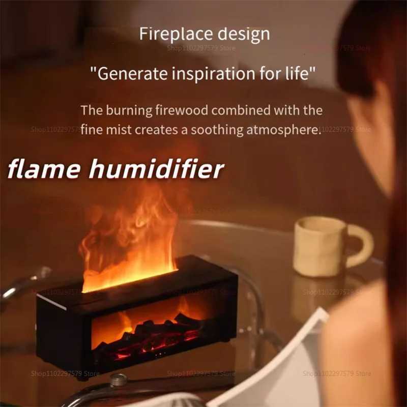Imitation Fireplace Flame Humidifier Aromatherapy Diffuser Home Decor Gift Moving Housewarming Creative Atmosphere Indoor Use Y251113