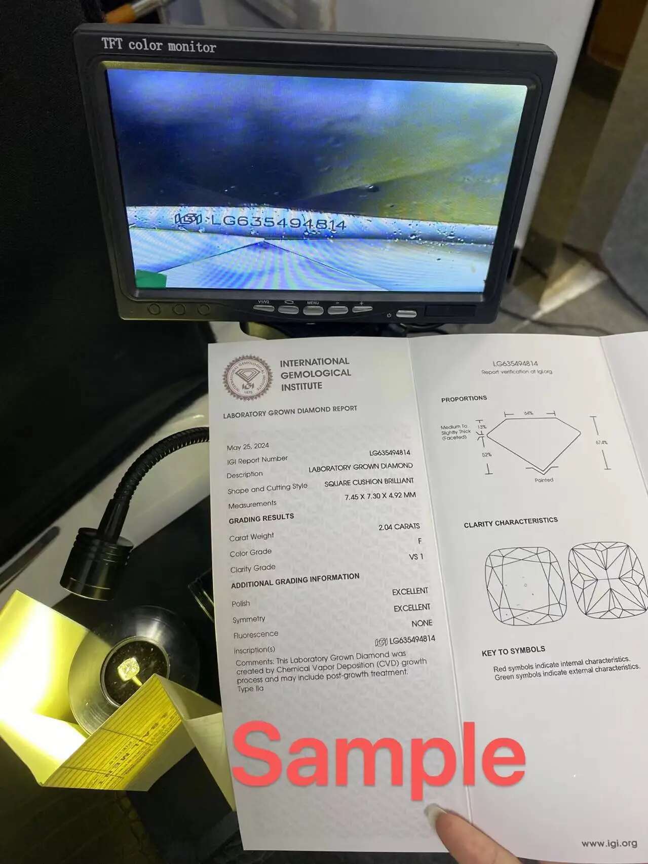 IGI 14k White Gold 3.0CT EF Color VS1 Princess Cut HPHT CVD Lab Grown Diamond Jewelry Diamond Chrismas Gift For Women