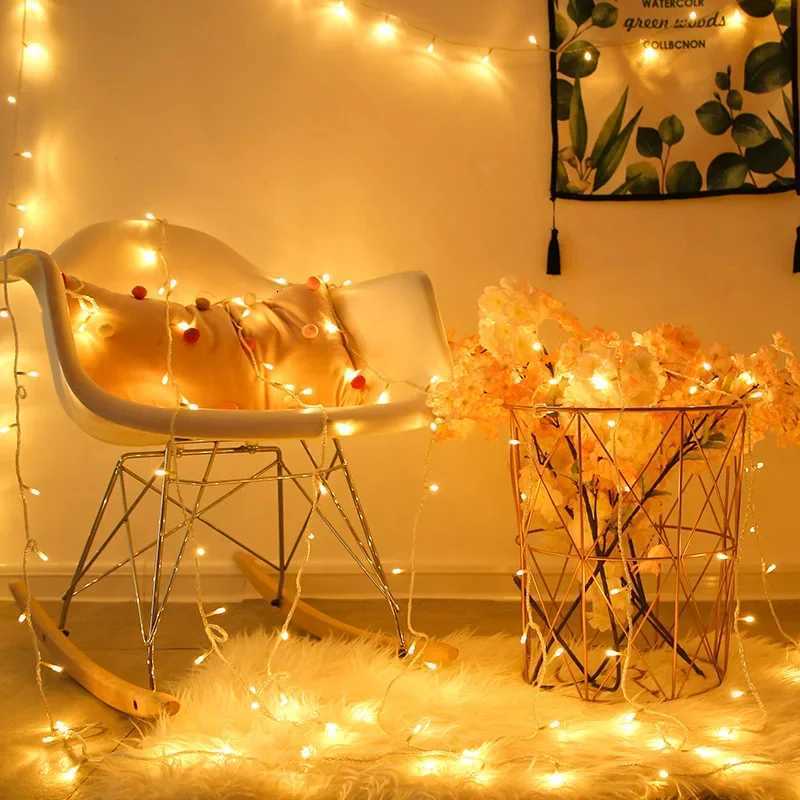1/2/4/10M LED Outdoor Lights Garland Fairy Light Battery-operated Waterproof Christmas Ornament Wedding Garden New Years Decor M251113