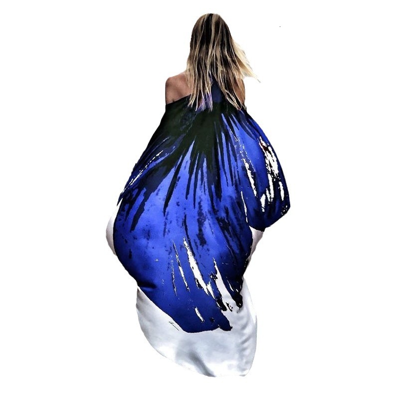 2025 Spring New Slant Shoulder Casual Sexy Beach Vacation Big Display Digital Printed Dress