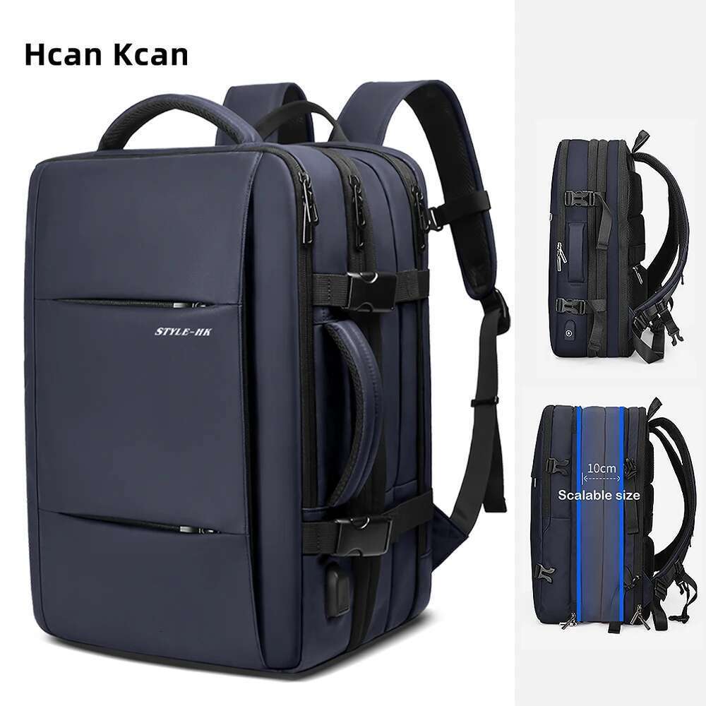 Hcankcan Expandable Men Large Capacity Travel Backpack With USB Waterproof Business 15.6''Laptop Casual Lage Bag
