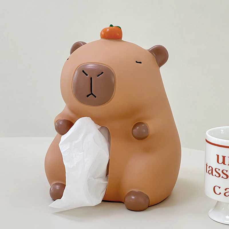 Cartoon Cute Capibala Tissue Box He Living Ro Desktop Paper Box Storage Decoration and Ornaments Y251112