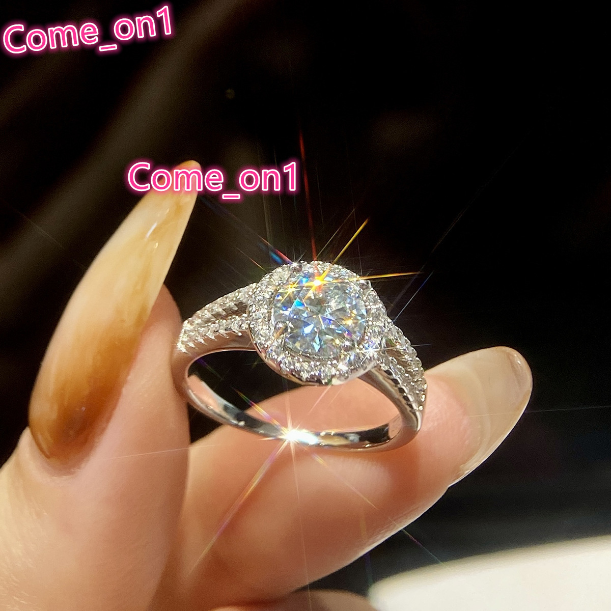 New Arrival Womens Luxury Platinum Plated Sterling Silver Geometric Circle Wedding Ring Womens Birthday Party Gifts Daily Wear