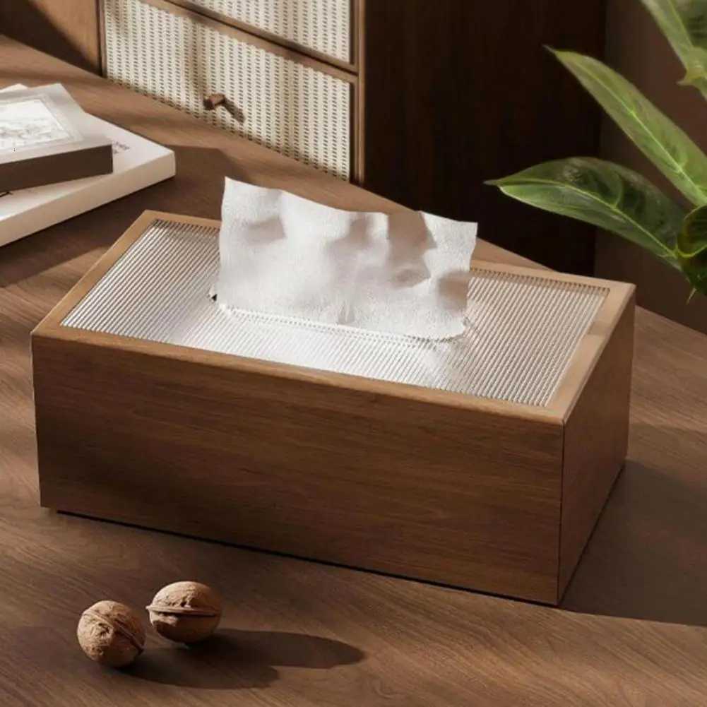 Napkin Holder for He Chinese Style Wood Tissue Box Light Luxury Desktop Napkin Organizer with Acrylic Lid for Ro Y251112