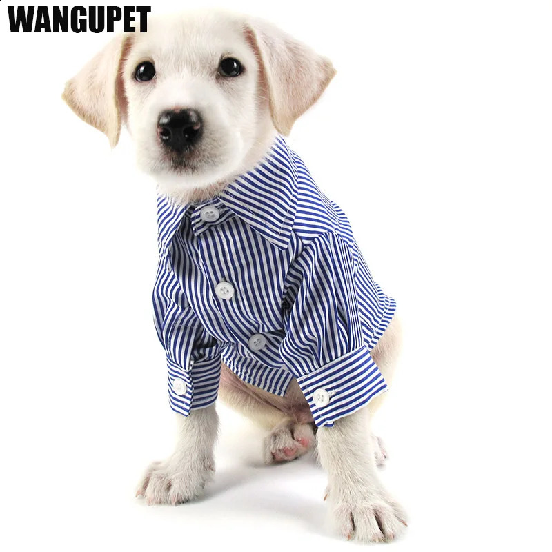 WANGUPET stripe Dog Shirt Leisure Clothing Fashion Social Casual Pet Shirt Slim Fit Long-Sleeve Dog Shirts 250407