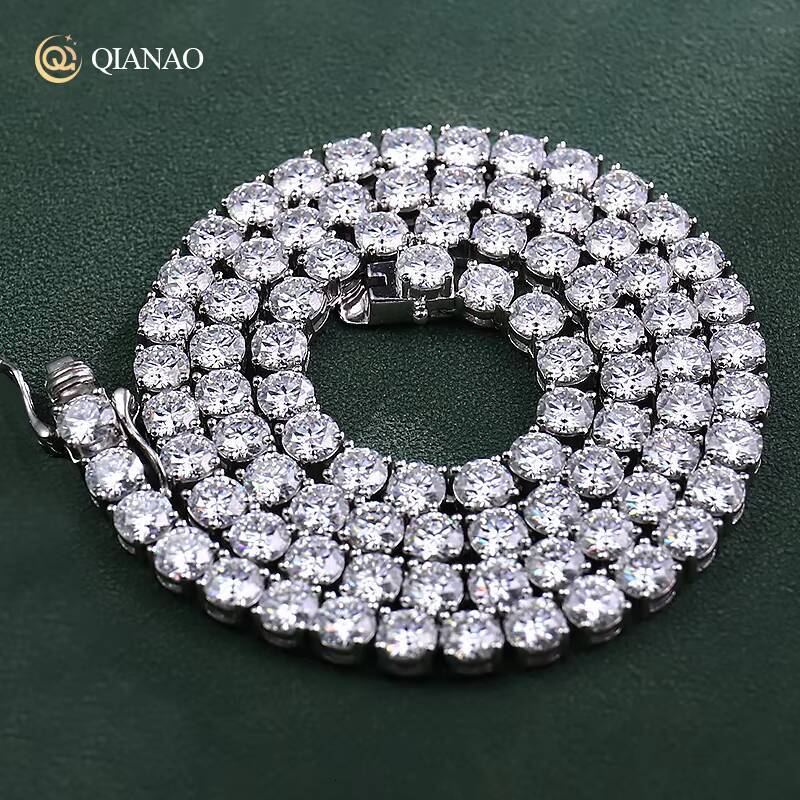 925 Sterling Silver Chain Round Diamond 3MM Tennis Chain Bracelet for Men Fashion Jewelry New Moissanite Tennis Chain Bracelet