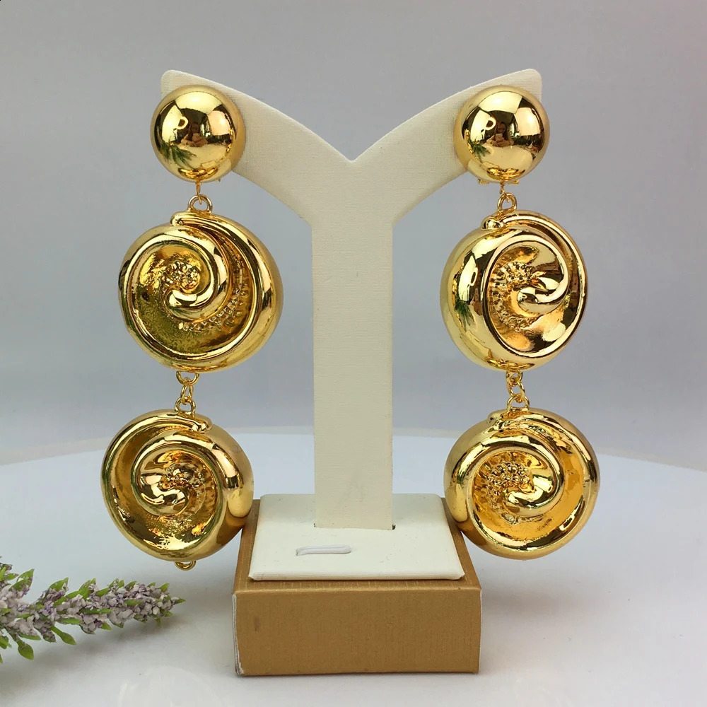 EMMA Big Drop Earrings for Women Vintage Exaggerated Female Light Weight Goldplated Jewelry 250411