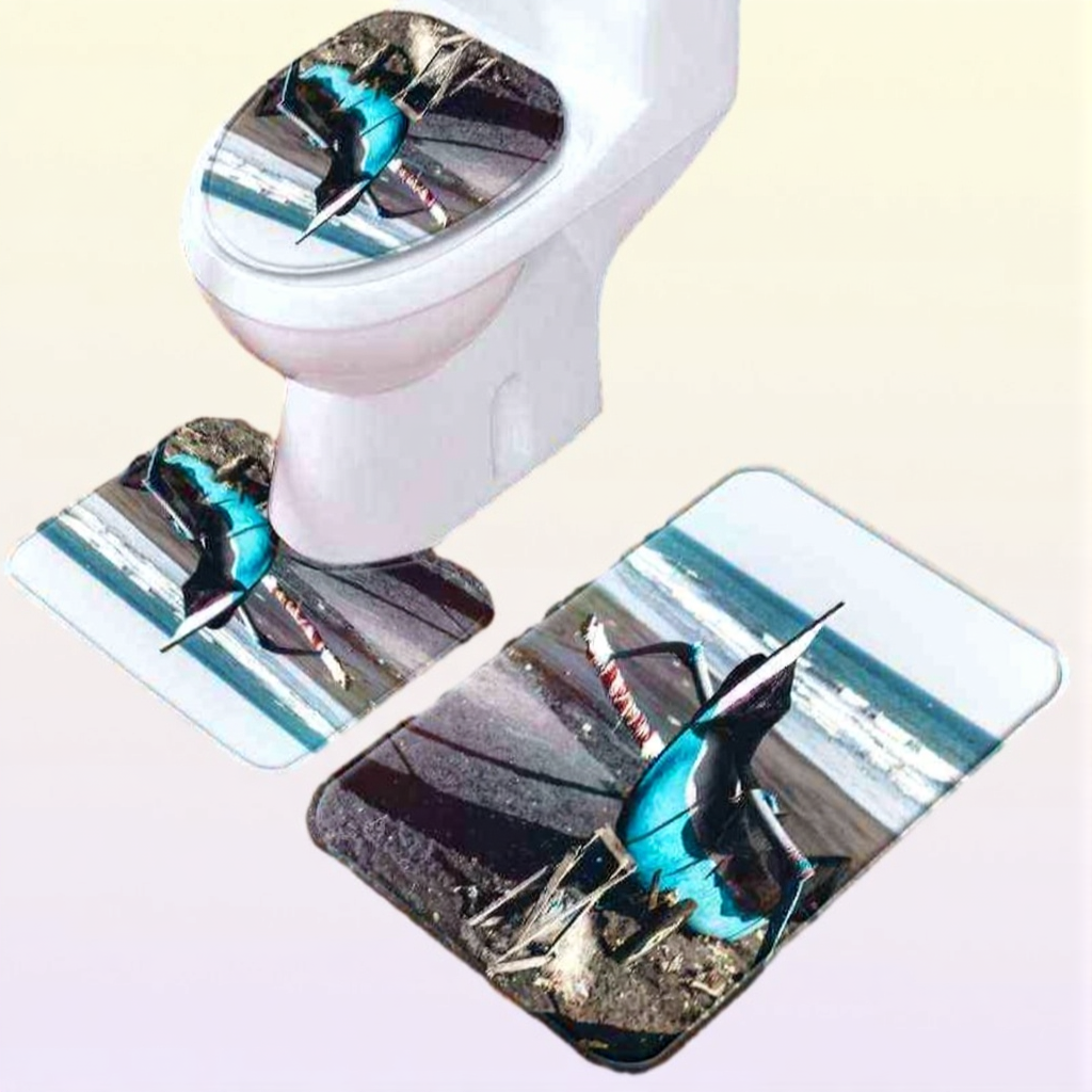 Thregost 3Pcsset Scenic Pattern Bath Mat Toilet Rug Bathroom Soft Absorbent Mats Microfiber Shower Tub Rugs Toilet Floor Carpet L