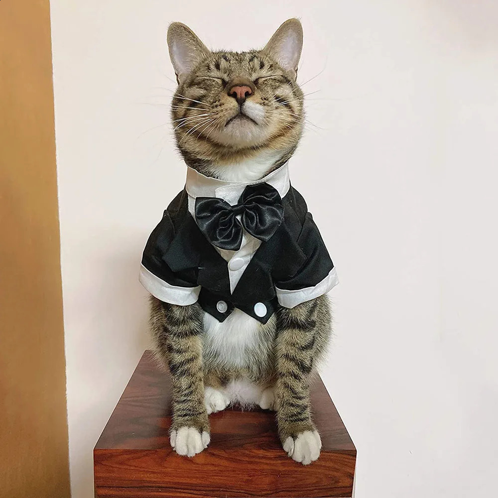 Dog Tuxedo Formal Pet Wedding Party Suit Puppy Dog Cat Prince Bow Tie Shirt Cosplay Prince Costume Gentleman Apparel Pet Costume 250407