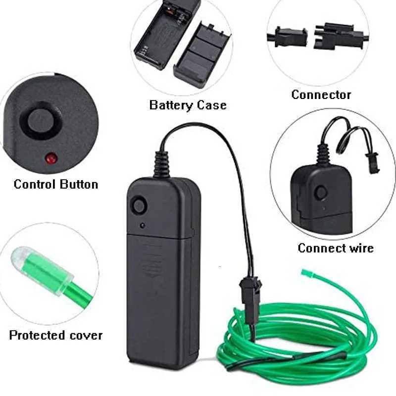 10M LED Neon Light Flexible Glow EL Wire Dance Party Outdoor Christmas Decoration Light Rope Tube Strip LED Strip W251112