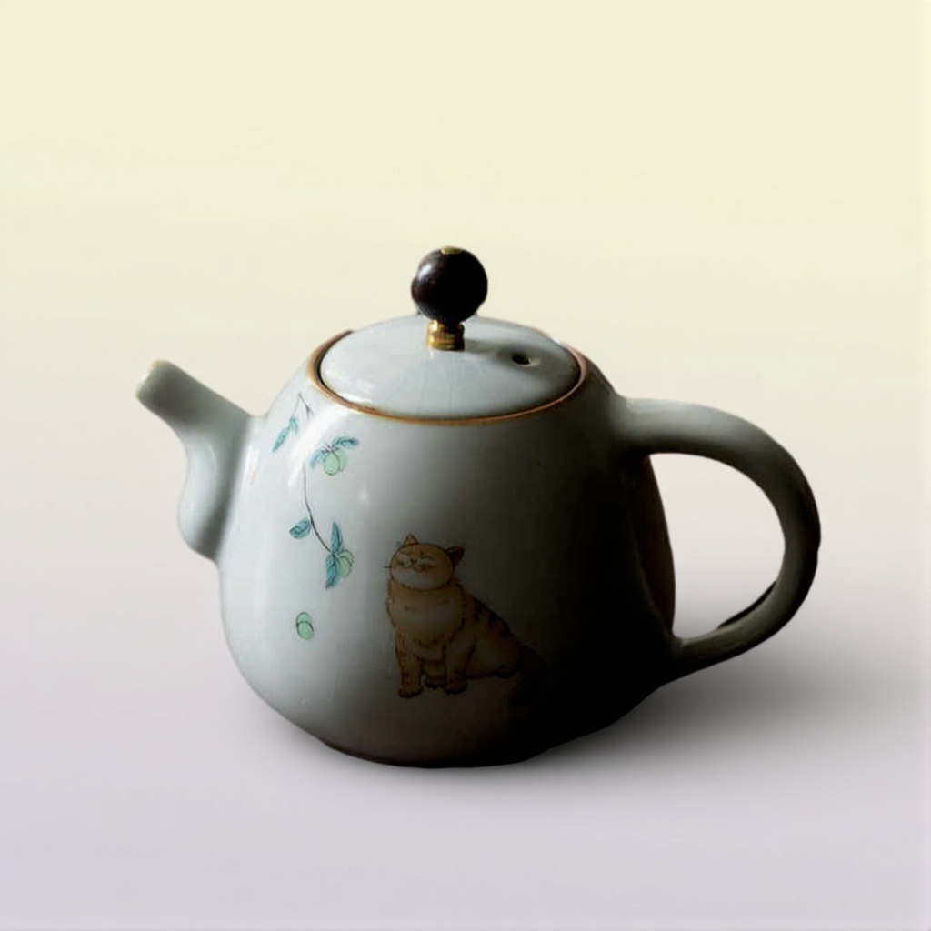 LUWU cute cat ceramic teapot traditional chinese pot 280ml 210621