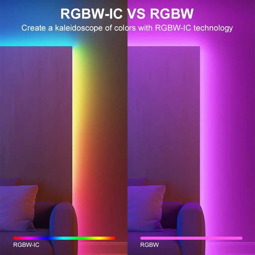 RGBWW Addressable COB LED Strip Light 24V RGBIC3000K LED Strip WiFi Tuya Dream Color SPI Light Strip RGBWIC LED Ribbon Light M251113