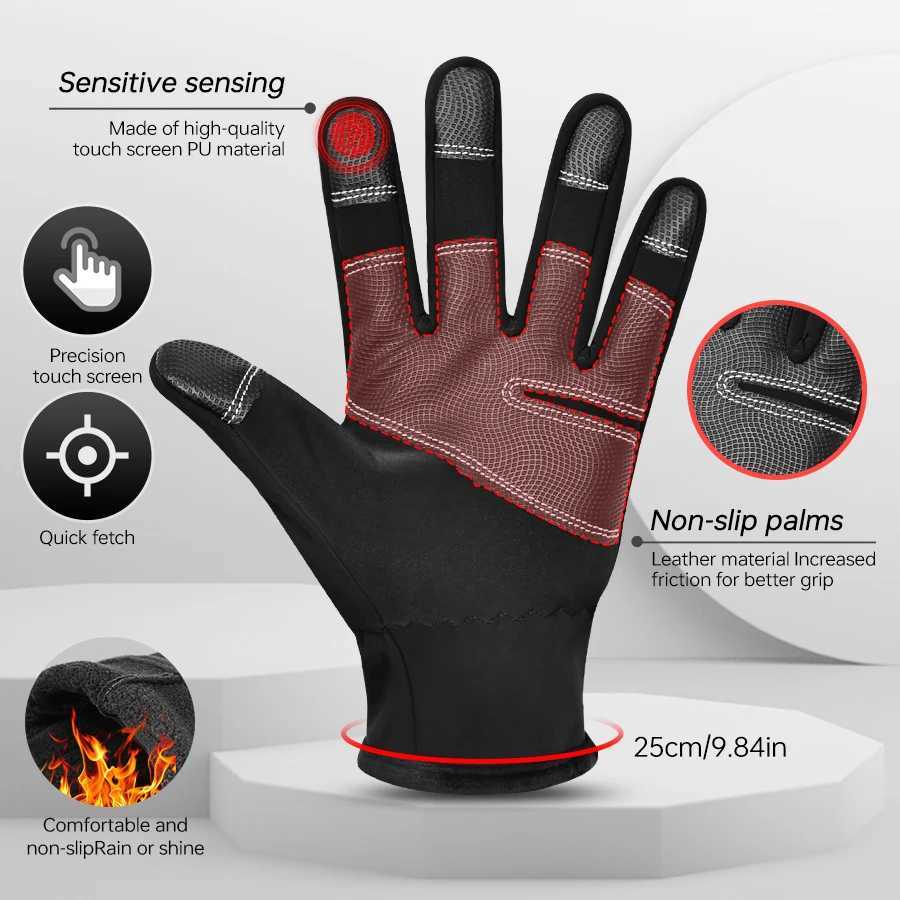 Heating Gloves USB 5-Second Fever Splashproof Touchscreen Polar Fleece Winter Warm Full Finger Gloves Heated Cycling MittensC250412