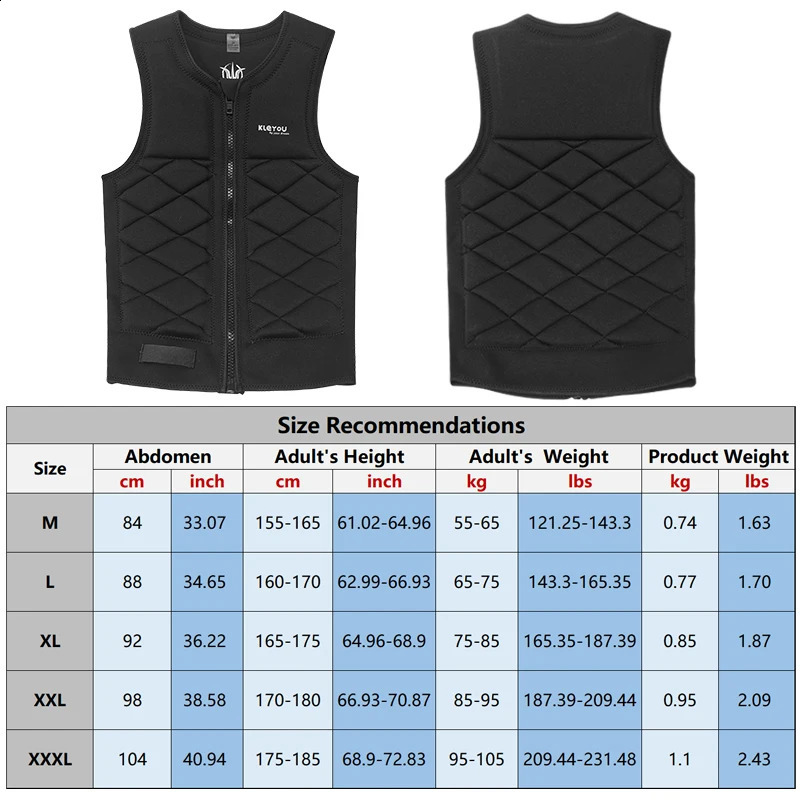 Neoprene Life Jacket for Men and Women - Surfing Fishing Sailing Boating and Kayaking - Adult Buoyancy Float Suit 250411