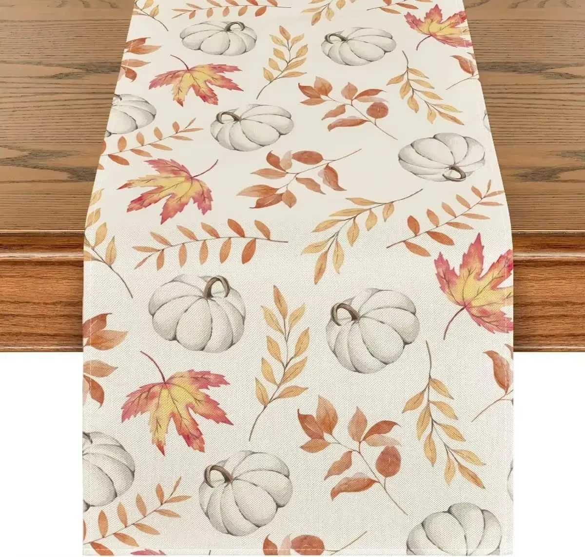 Christmas Retro pumpkin tablecloth table flag faux linen family gatherings and autumn parties Thanksgiving and Christmas dining tables Y251113