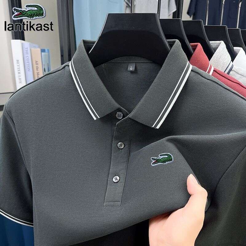 Noble Crocodile Summer New Men's Polo Shirt designer hoodie Short Sleeve LANTI KAST Pure Cotton Turn-Down Collar T-Shirt Solid Color Business Cas