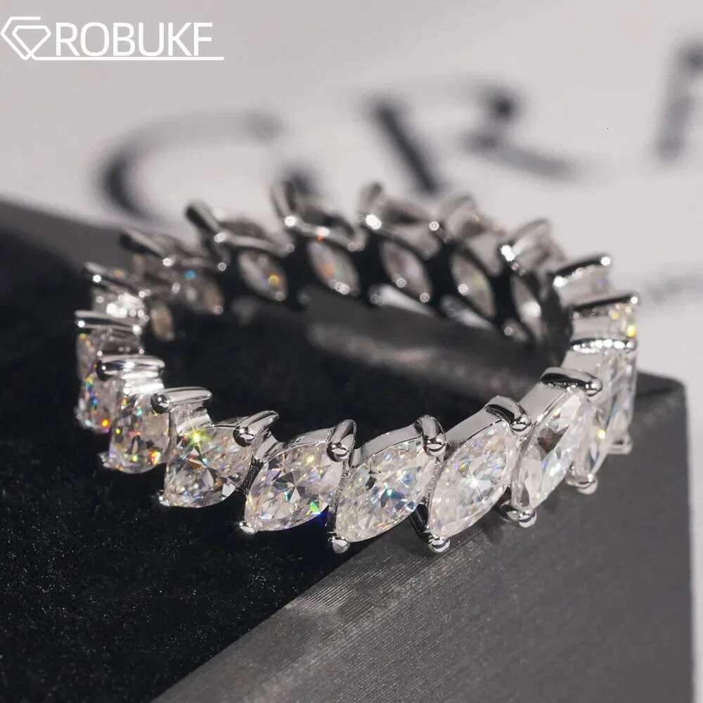 3*6mm Marquise Cut Full Moissanite Rings For Women S925 Sterling Silver 18K Plated Fine Jewelry Engagement Wedding Band Gifts