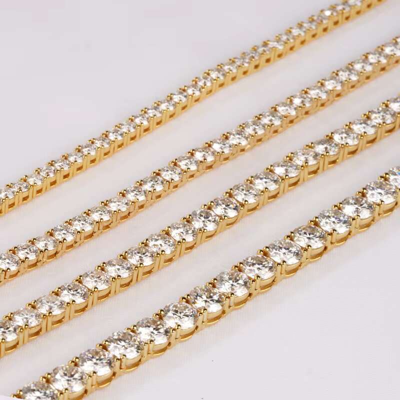 Gold Plated Silver 3mm Def Loose Moissanite Diamond Tennis Bracelet Chain with Good Price Have Stock