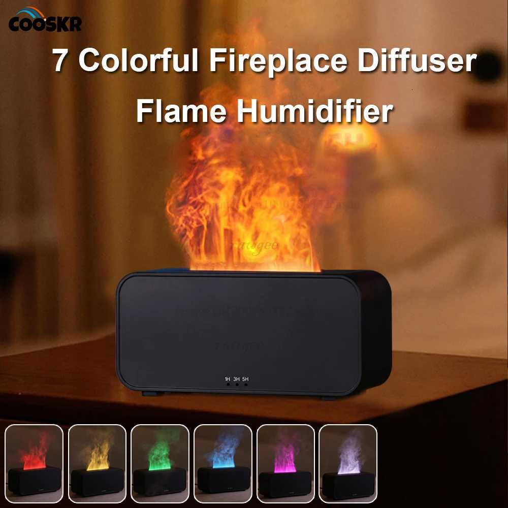 Aroma Diffuser Mini 7 Colorful Flame Air Humidifier Add Essential Oil Aromatherapy with Timing Setting for Home Bedroom Office Y251113