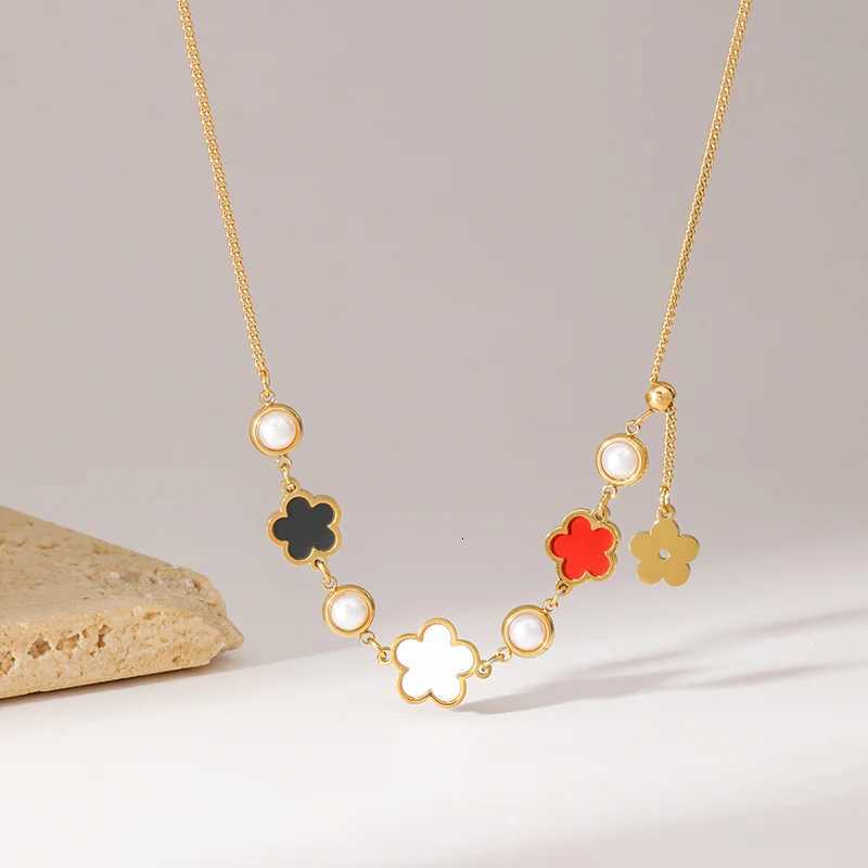 Luxury GANEMLY 316l Stainless Steel High Quality Five Leaf Flower Petaled Pendant Necklace Chain Clover Neck Collar Exquisite Jewelry Y251112