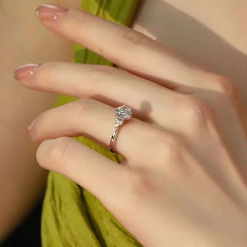 GRA Certified 1CT Real Moissanite Ring For Woman D Color VVS1 Lab Diamond S925 Silver Engagement Promise Wedding Band Jewelry