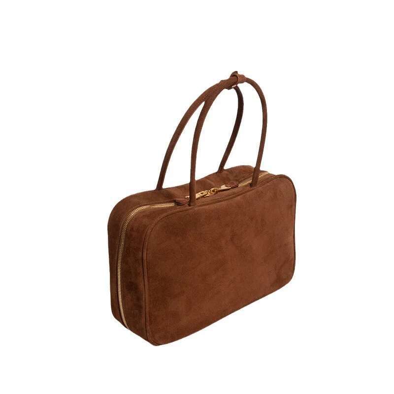 Motingsome Suede Handbag Woman Designer Bags Matte Genuine Leather Brief Case Underarm Shoulder Satchel 2025 New