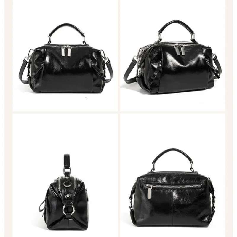 Meet You Spring New Genuine Leather Boston Handbag 2025 Trend Designer Soft Cowhide Commuting Versatile Shoulder Bag Sac A Main