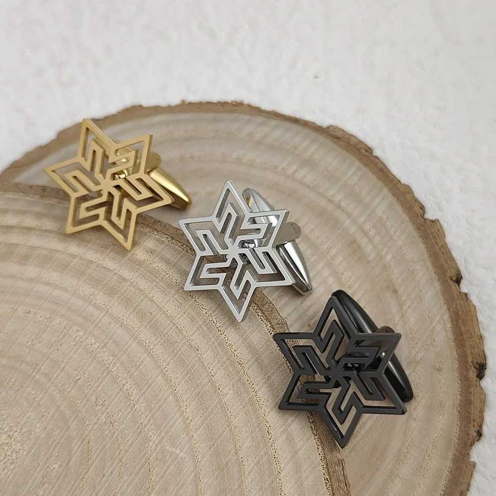 Stainless steel mens cufflinks hollow six star cufflinks mens gifts charm wedding jewelry accessories cufflinksT250412