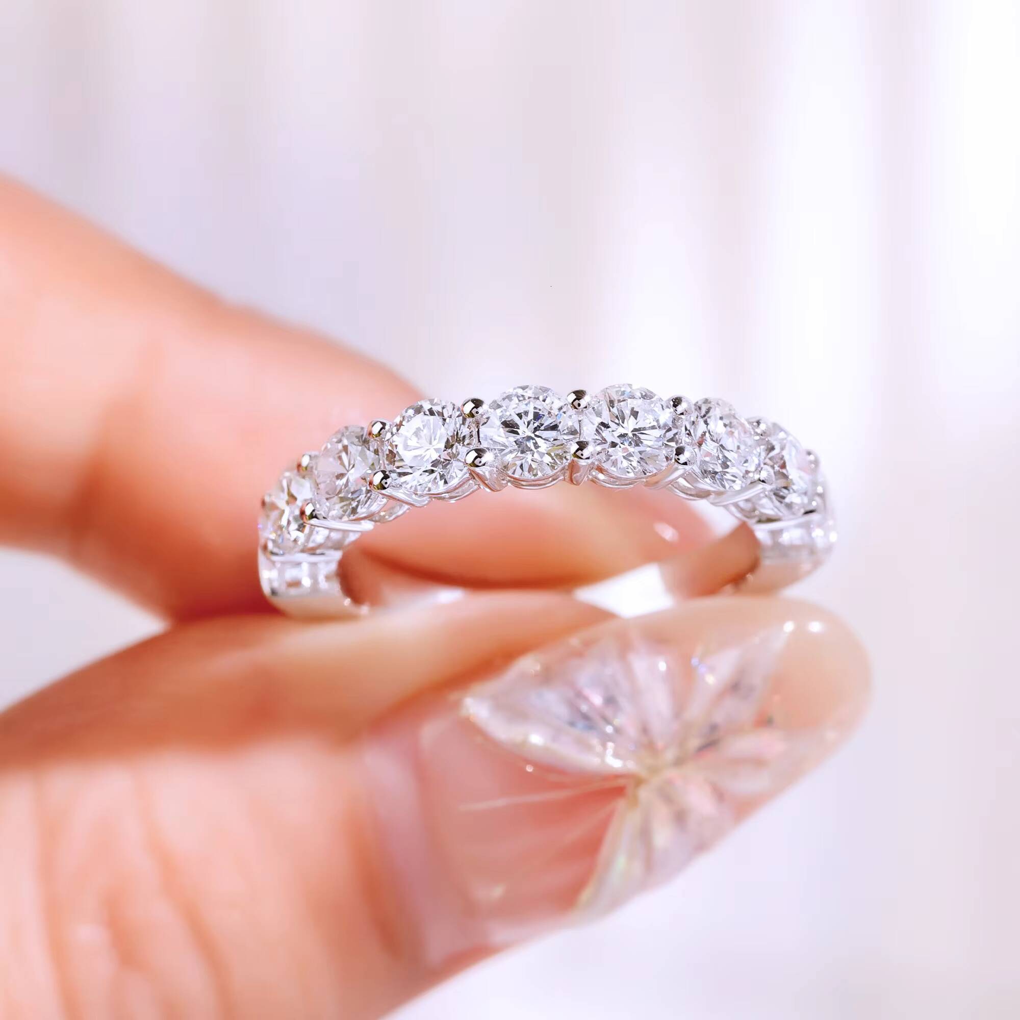 4Mm Half Diamond Eternity Band Ring 14K 18K Lab Grown Diamond Engagement Ring Wedding Ring for Women