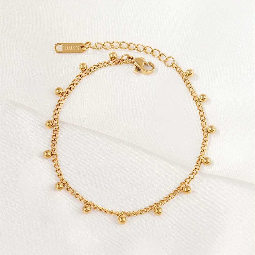 316L Stainless Steel Beads Tassel Pendant Bracelet For Women Fashion Gold Color Beads Chain Bracelets JewelryC250411