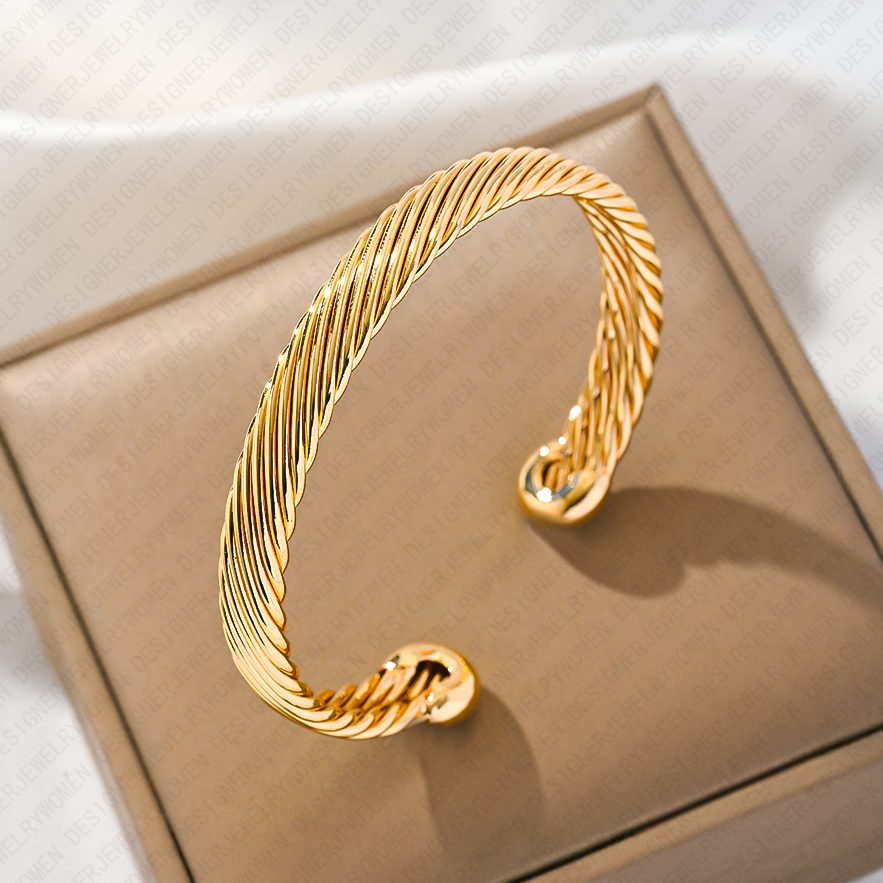 Designer Bracelet Bracelet for Women Twisted Wire Bracelets Gold Bangle Open Bangles Luxury Jewlery Designer for Women Elegant Sophisticated Premium G