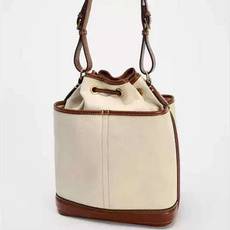 Vintage Denim Bucket Designer Canvas Women Shoulder Bags Drawsting Panelled Crossbody Bag Small Tote Shopper Purses