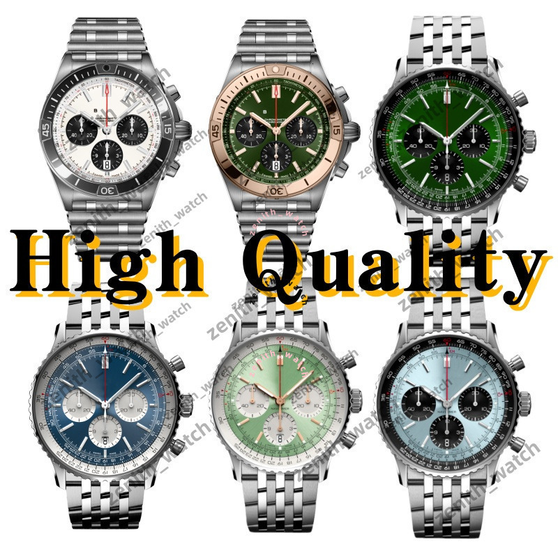 AAA BR Men Navitimerly Watch Designer Breitlngities Watches Men B01 B02 Chronograph Top Time Watch Six Pin Quartz Men Wristwatch Stainless Steel Watch With Box