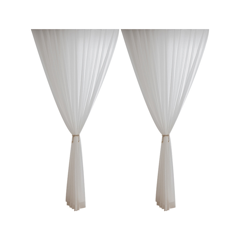 T0365 New French Translucent Semi-transparent Gauze Curtains Wrinkled Engineering Window Screens Living Room Bedroom Balcony Solid Color Curtain