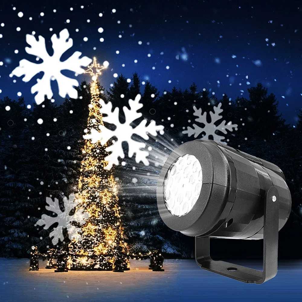 2025 LED USB Snowflake Projector Holiday Lights Christmas Projection Outdoor Lamp Snow Spotlight for New Year Party M251113