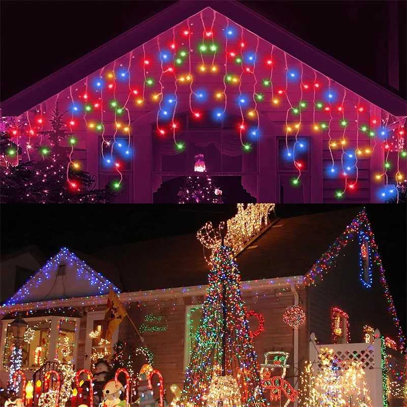 35/7M Solar Powered LED String Lights Waterproof for Garden Patio Outdoor Holiday Decoration Starry Icicle Lights for Christmas M251113