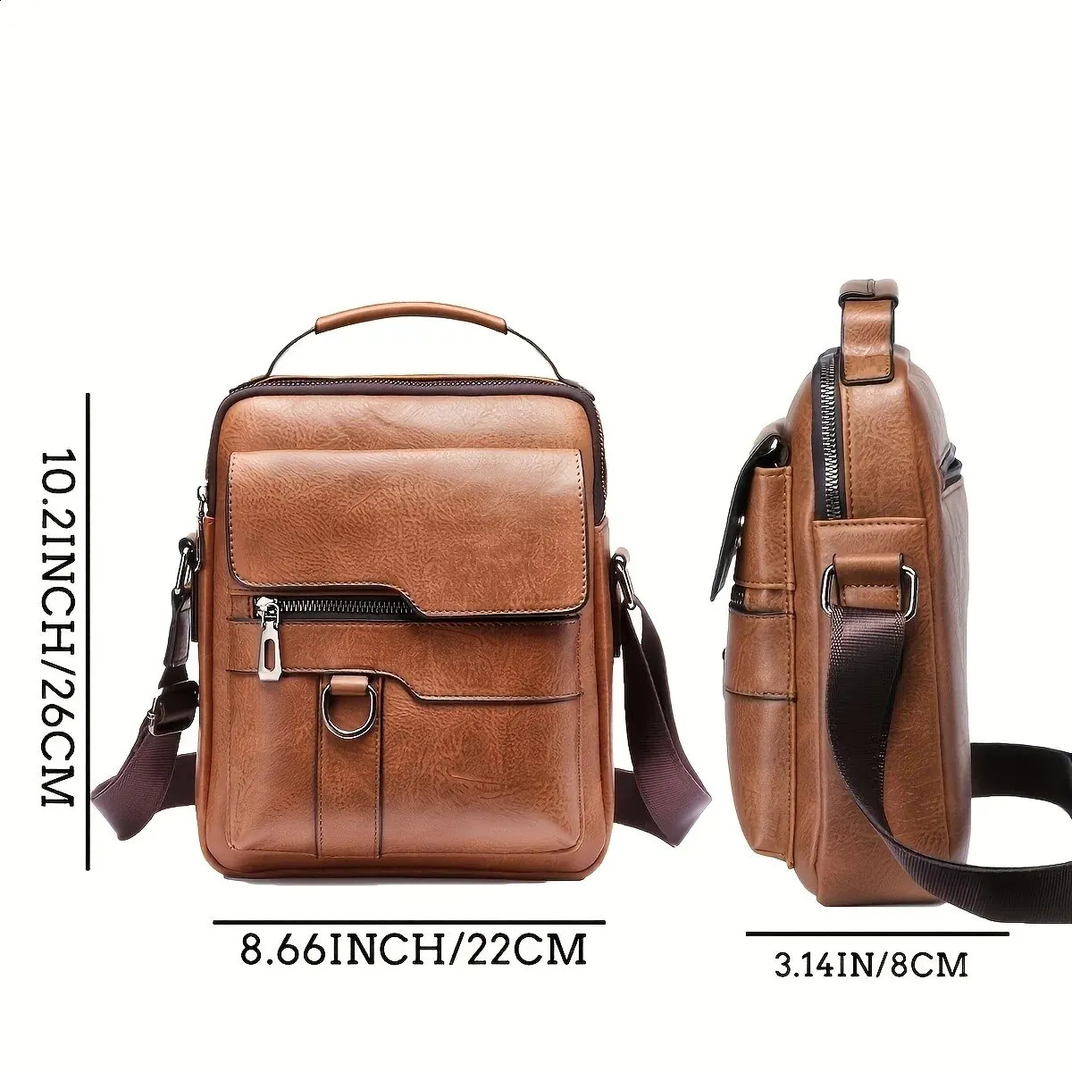 Suitable for 97inch iPad mens PU leather flip cross body bag business solid messenger travel 250409