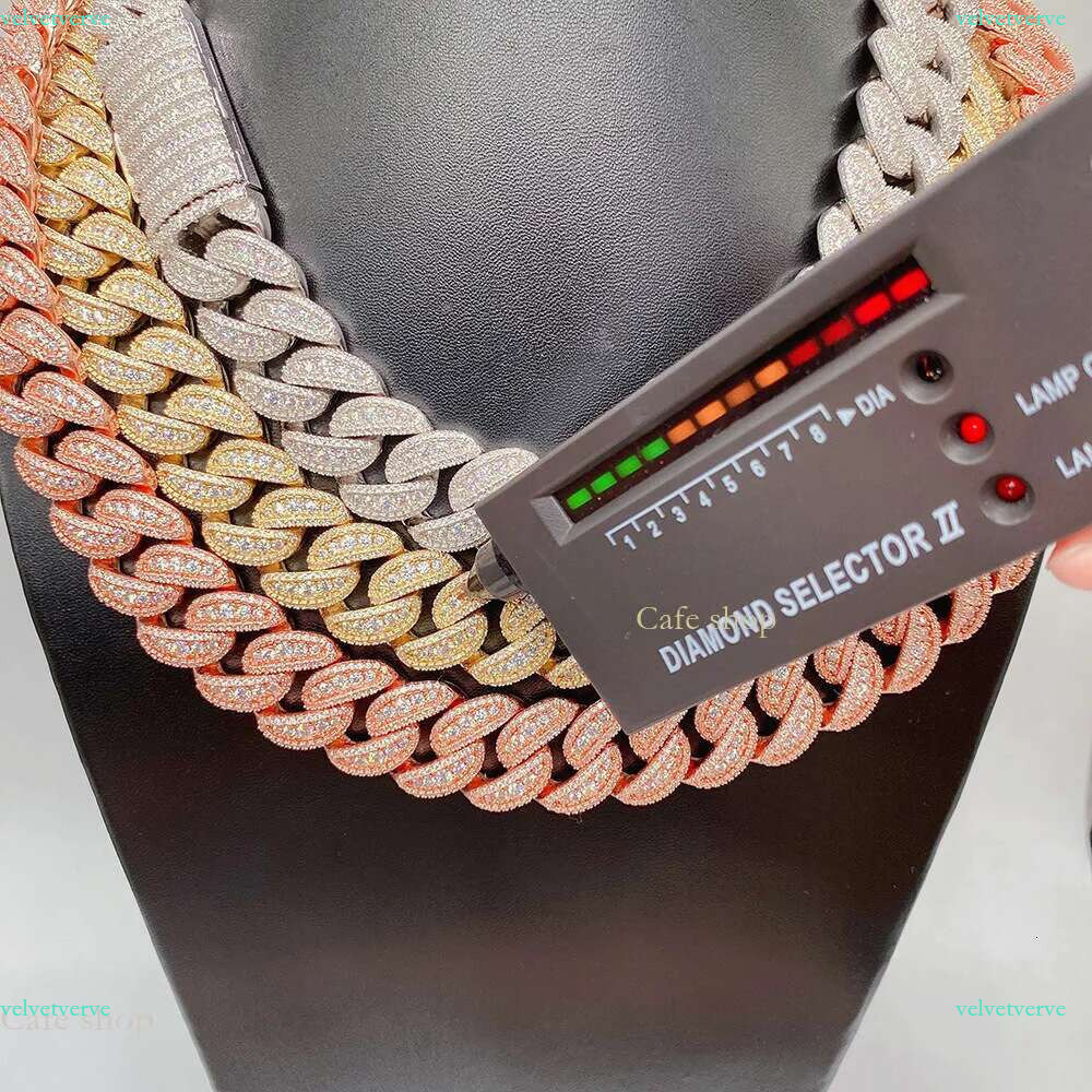 New Arrival Designer Bracelet 20mm Full Set Moisanite S Sier Cuban k Chain Trendy Necklace Accessories for Men Women Hip Hop Pass Dia Tester Gift