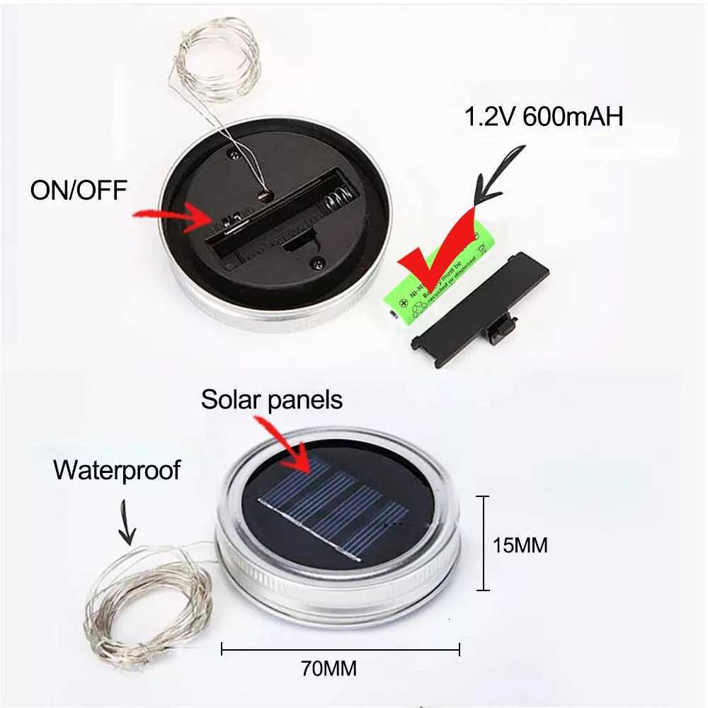 Solar Power Mason Jar Lid Lights LED Waterproof Fairy Light String Lights Garden Decor Christmas Lights Outdoor Wedding Decor M251113