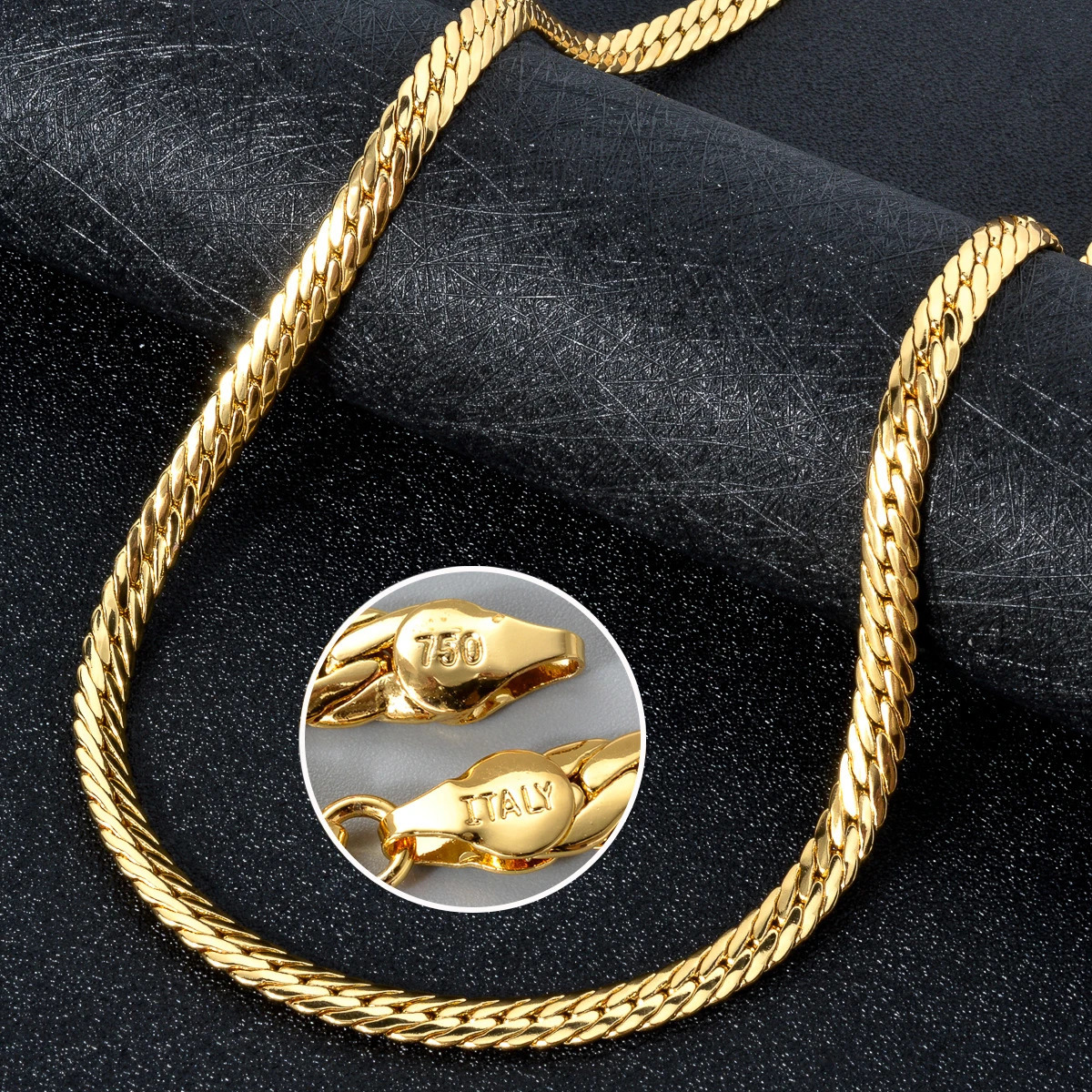 Sunny Jewelry Fashion Copper Necklace Snake Chains Gold Plated High Quality For Women Man Italy 750 For Daily Wear Gift 251110