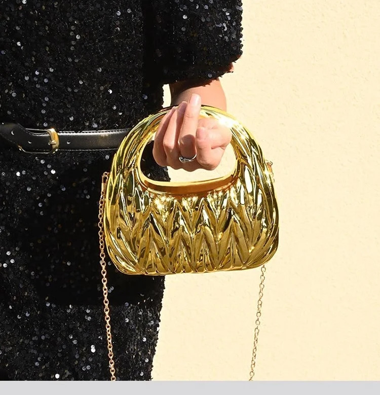 Golden Evening Bag Purses and Handbags er Shoulder Bags Funny Shape Party Wedding Acrylic Shiny Clutch Purse 250411