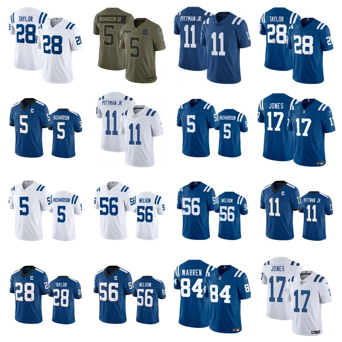 NFL Colts Tyler Warren Peyton Manning Quenton Nelson Jonathan Taylor Shaquille Leonard Anthony Richardson Daniel Jones Indiana Nights Custom Football Jersey