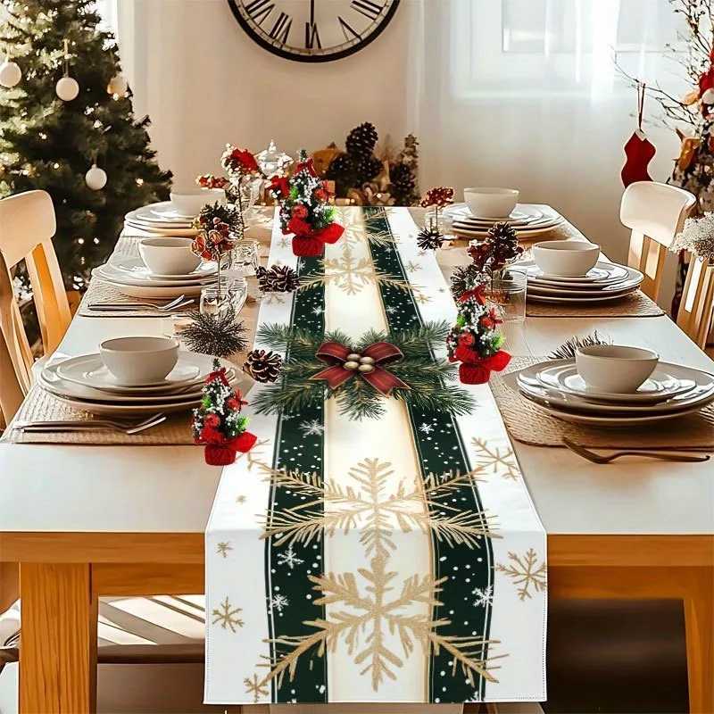 Christmas Christmas Wreath Green Pine Branches Red Bow Gold Decoration Themed Decoration Dining Table Flag Family Kitchen Restaurant Y251113
