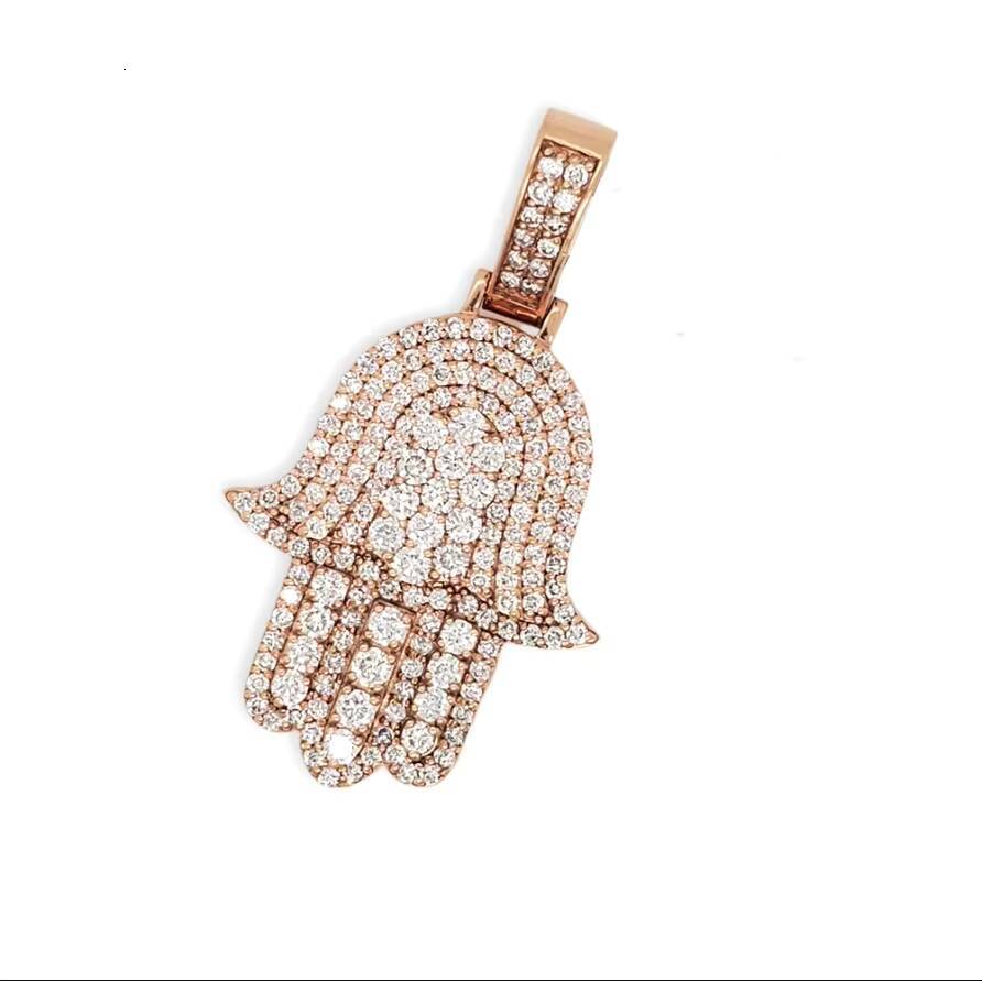 Wholesale Iced Out Hand Pendant 925 Sterling Silver Hamsa Charm Moissanite Hamsa Pendant for Necklace