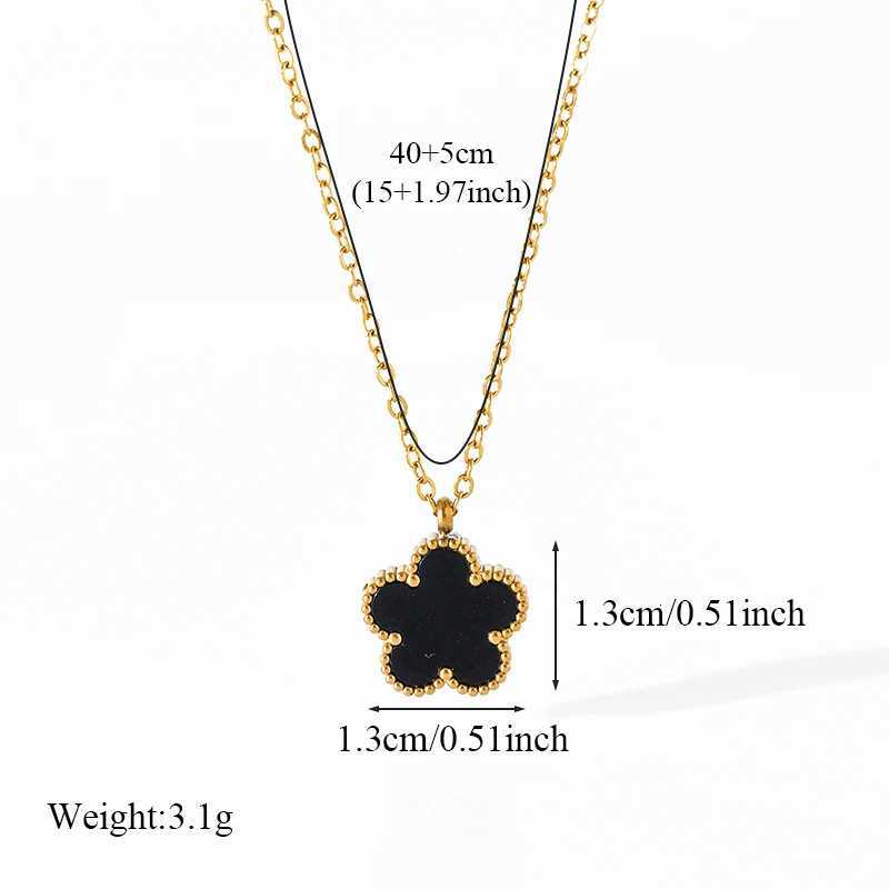 Luxury GANEMLY 316L Stainless Steel Colorful Five-Leaf Flower Pendant Necklace For Women Fashion Neck Chain Waterproof Jewelry Gift Y251112