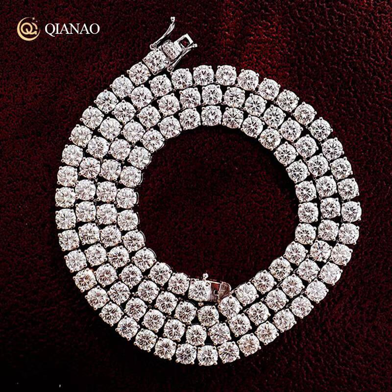 Hip Hop Jewelry 925 Silver Iced Out Tennis Chain 2mm 3mm 4mm 5mm 6mm GRA Certification DE Color Vvs Moissanite Diamond Necklace
