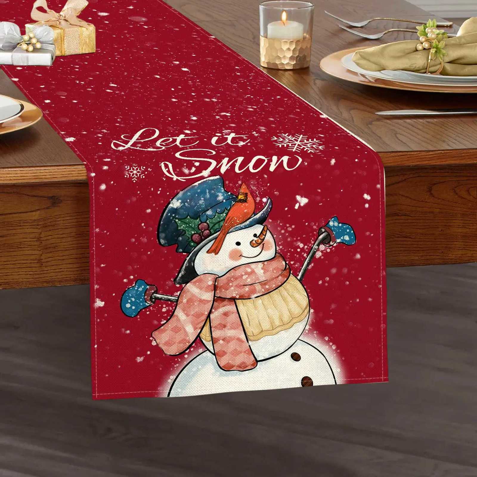 Christmas Let it Snow Table Runner Printed Winter Table Decoration Christmas Table Flag Festival Decoration Christmas Table Decoration Y251113