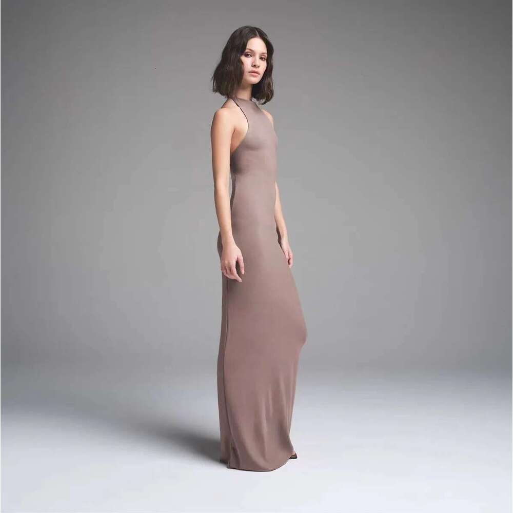 Women's Wear Kim Sexy Simple Halterneck Sleeveless Backless Long Dress